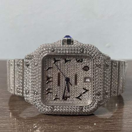 fully iced-out Cartier Santos