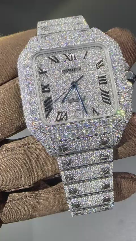 fully iced-out Cartier Santos