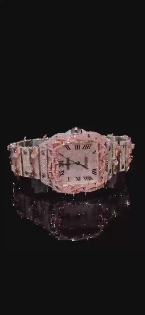 The Rose Phantom fully iced-out Cartier Santos